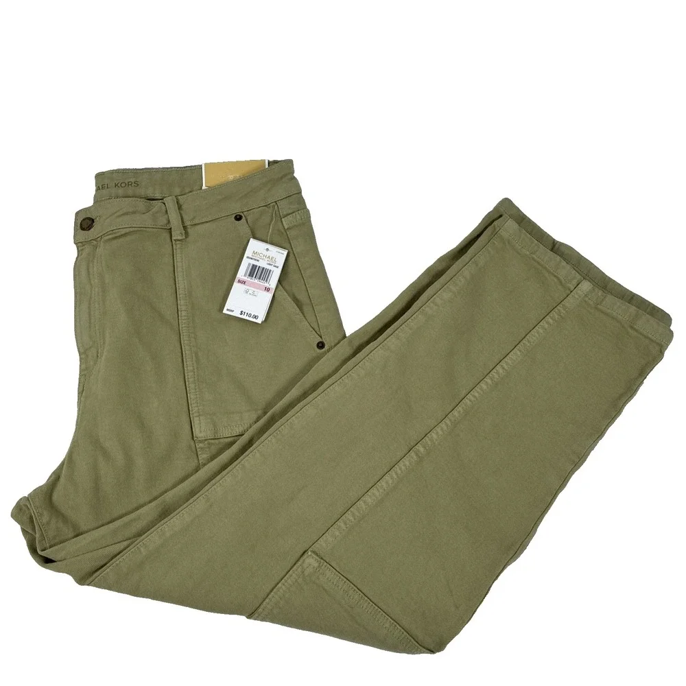 NWT Michael Kors Selma Straight Ankle Smoky Olive Pants Jeans Size 10 New (Read)